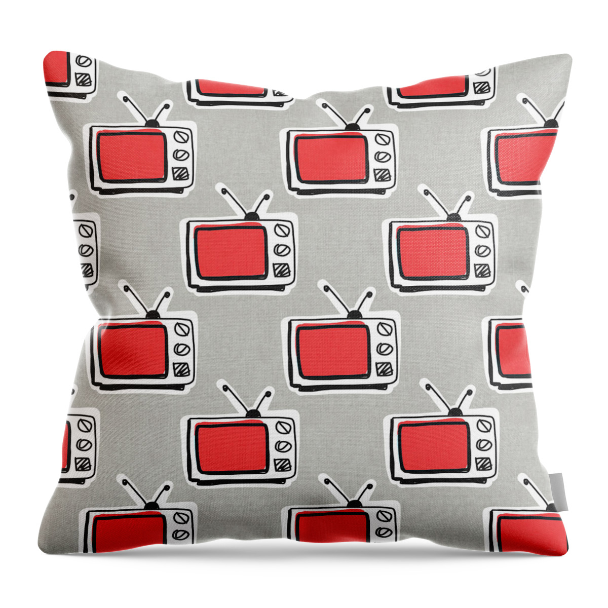 Tv Throw Pillow featuring the digital art Binge Watching- Art by Linda Woods by Linda Woods