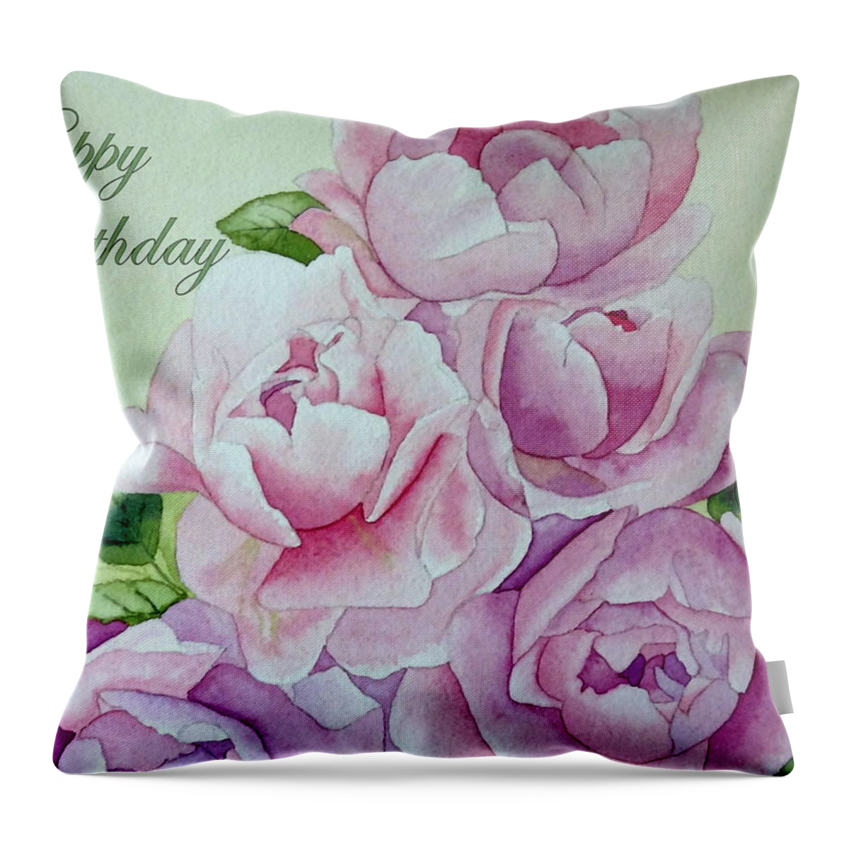 Roses Peonies Throw Pillow featuring the painting Birthday Peonies by Laurel Best