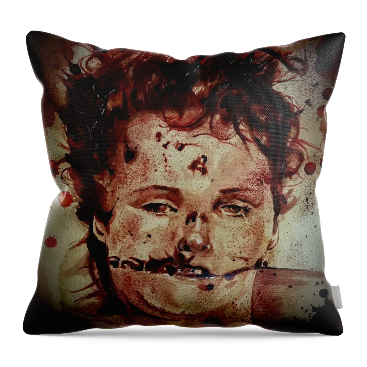 Ryan Almighty Throw Pillow featuring the painting Black Dahlia by Ryan Almighty