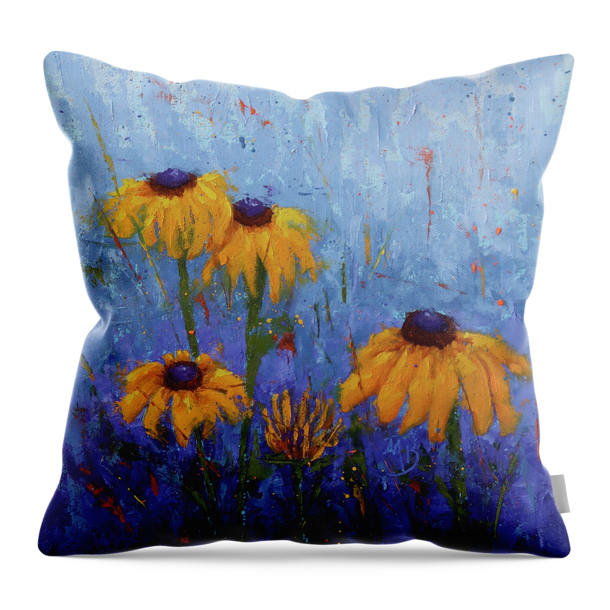 Flowers Throw Pillow featuring the painting Black-eyed Susans by Monica Burnette