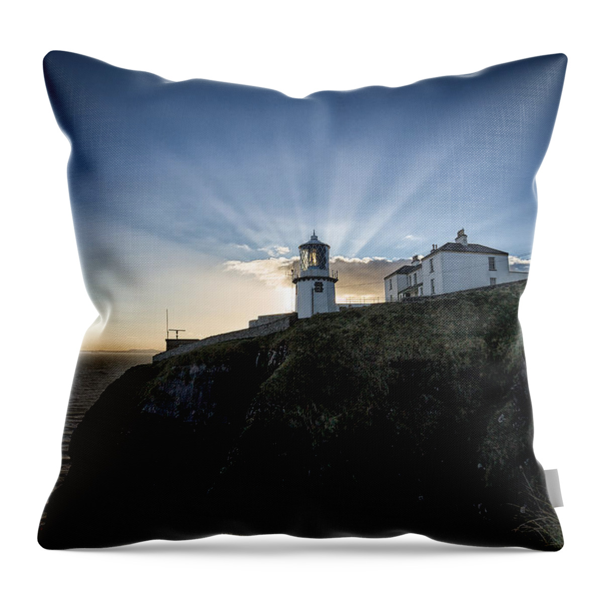 Lighthouse Throw Pillow featuring the photograph Blackhead Lighthouse Sunset by Nigel R Bell