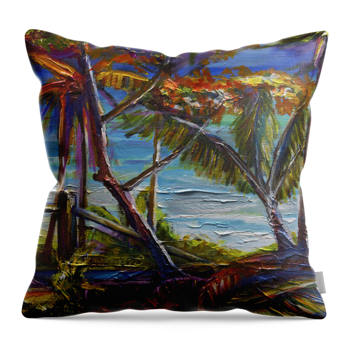 Blanchisseuse Throw Pillow featuring the painting Blanchisseuse Lahay by Cynthia McLean