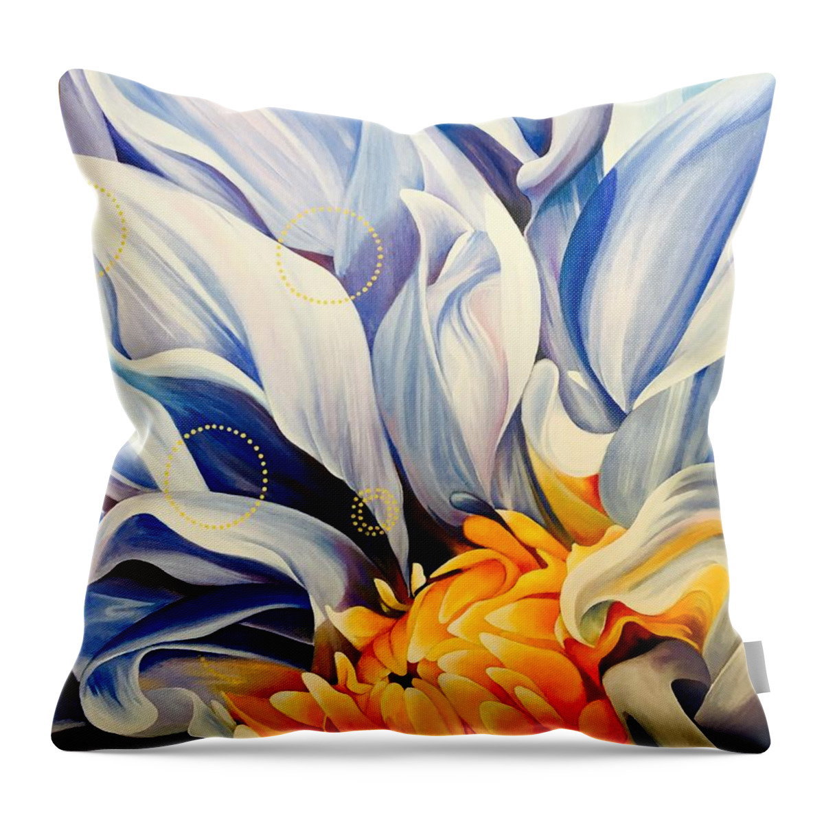 Flower Throw Pillow featuring the painting Blue and orange flower by Sharon Hulme