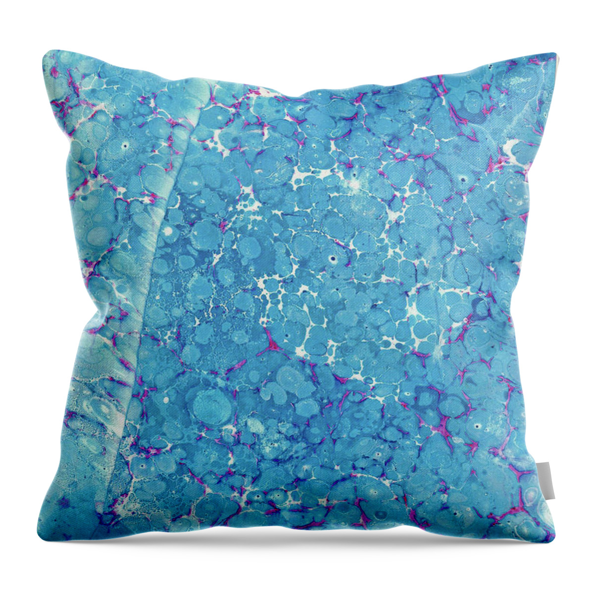 Water Marbling Throw Pillow featuring the painting Blue Battal #7 by Daniela Easter