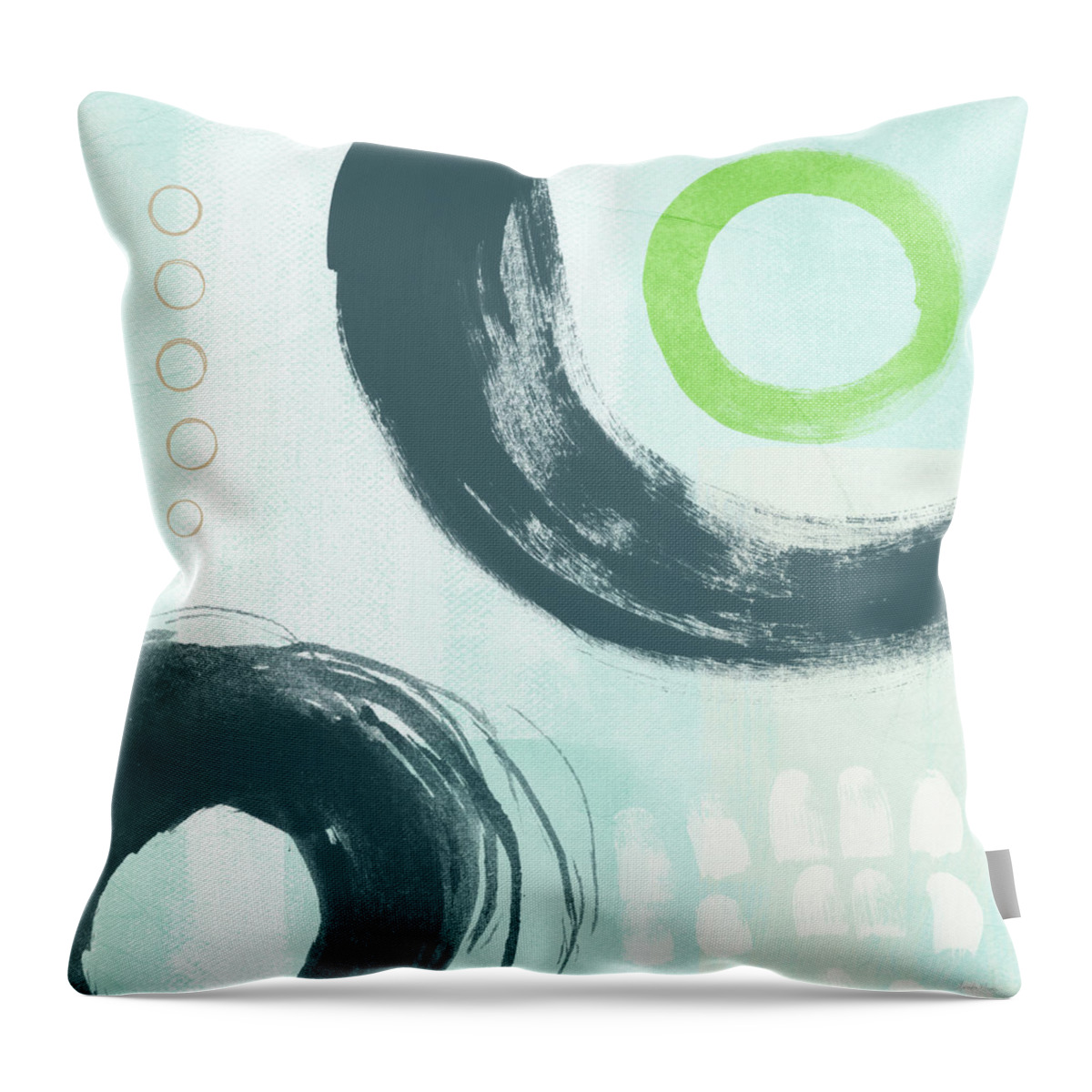 Abstract Throw Pillow featuring the painting Blue Circles 3- Art by Linda Woods by Linda Woods