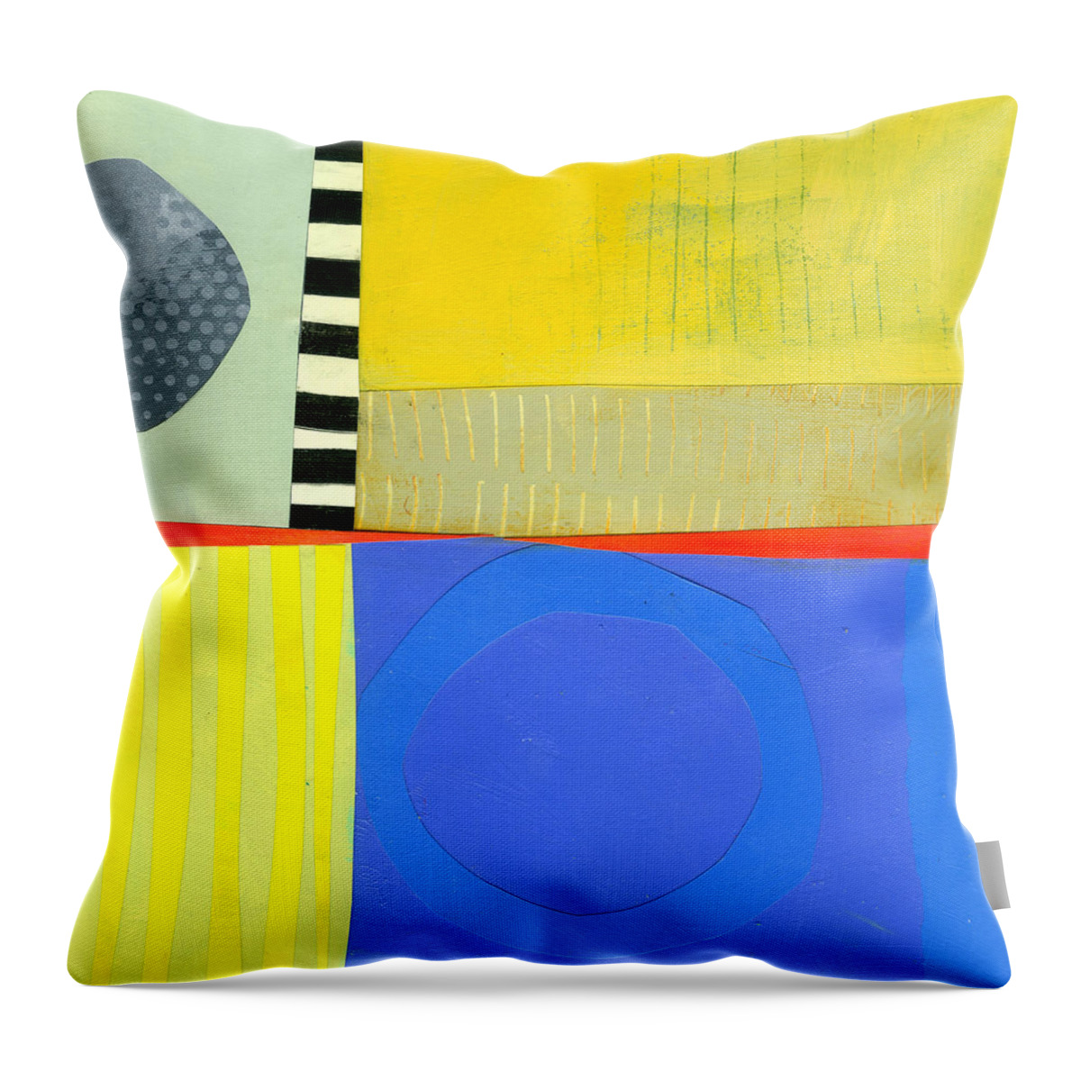 Abstract Art Throw Pillow featuring the painting Blue Doughnut by Jane Davies