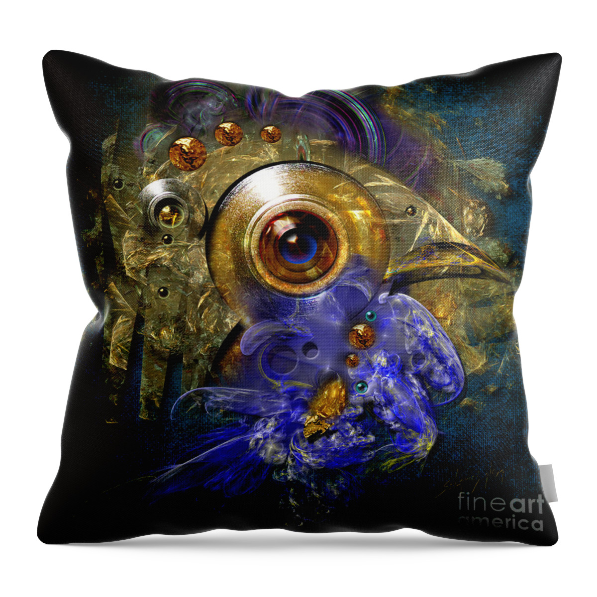 Animals Throw Pillow featuring the painting Blue eyed bird by Alexa Szlavics