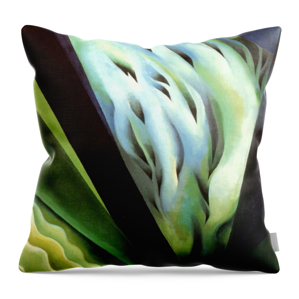 Georgia Throw Pillow featuring the painting Blue Green Music by Georgia OKeefe