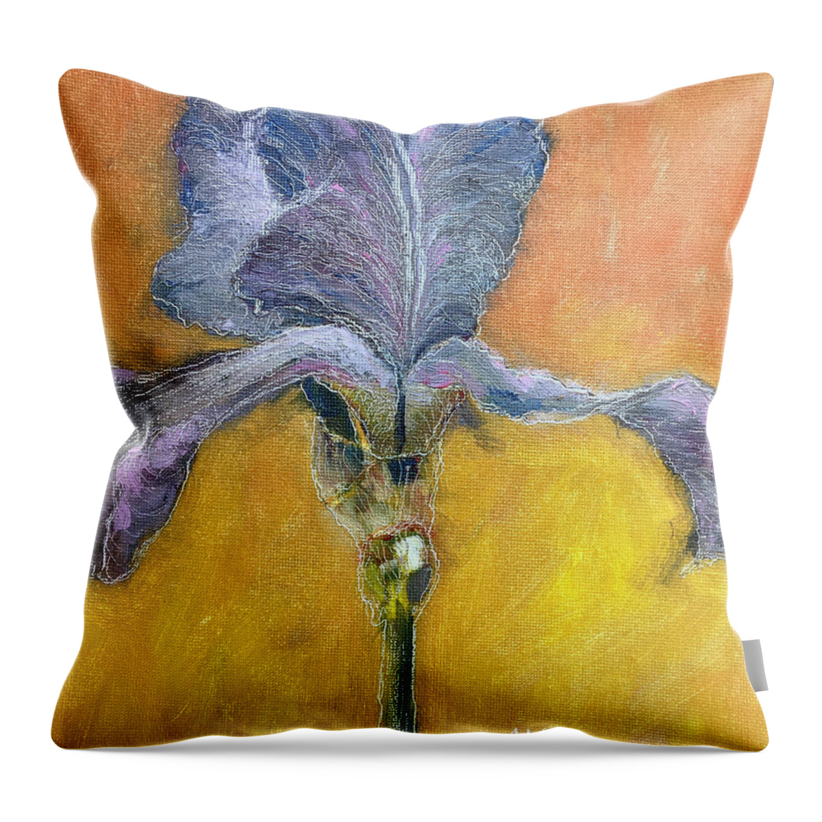 Iris Throw Pillow featuring the painting Blue Iris by AnneMarie Welsh
