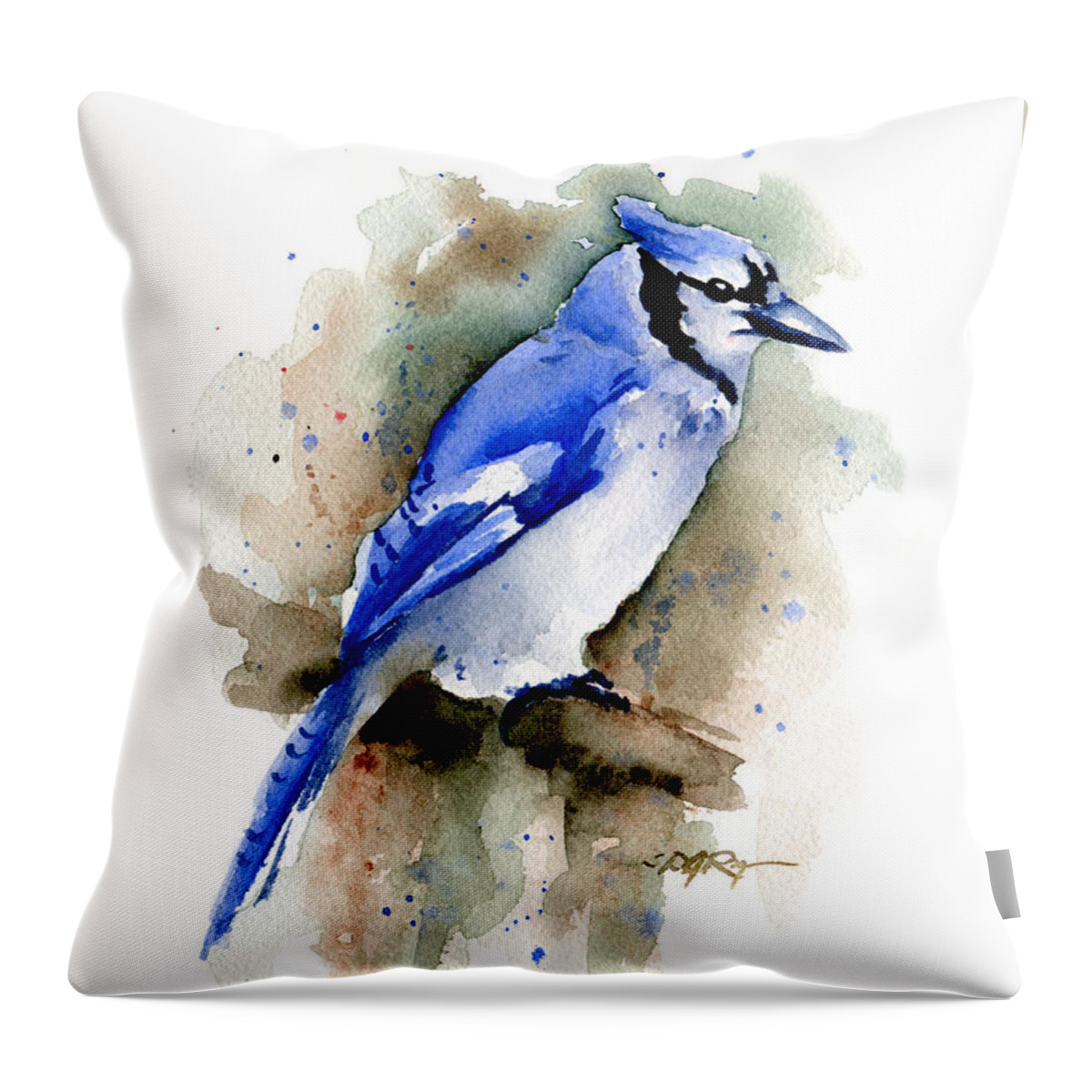 Blue Throw Pillow featuring the painting Blue Jay by David Rogers