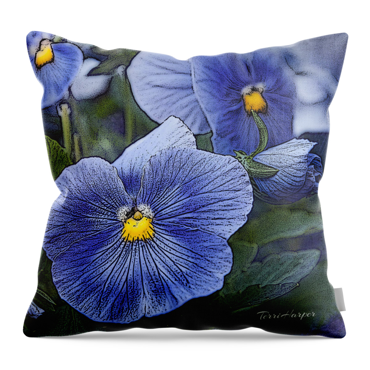 Blue Throw Pillow featuring the photograph Blue Ladies by Terri Harper