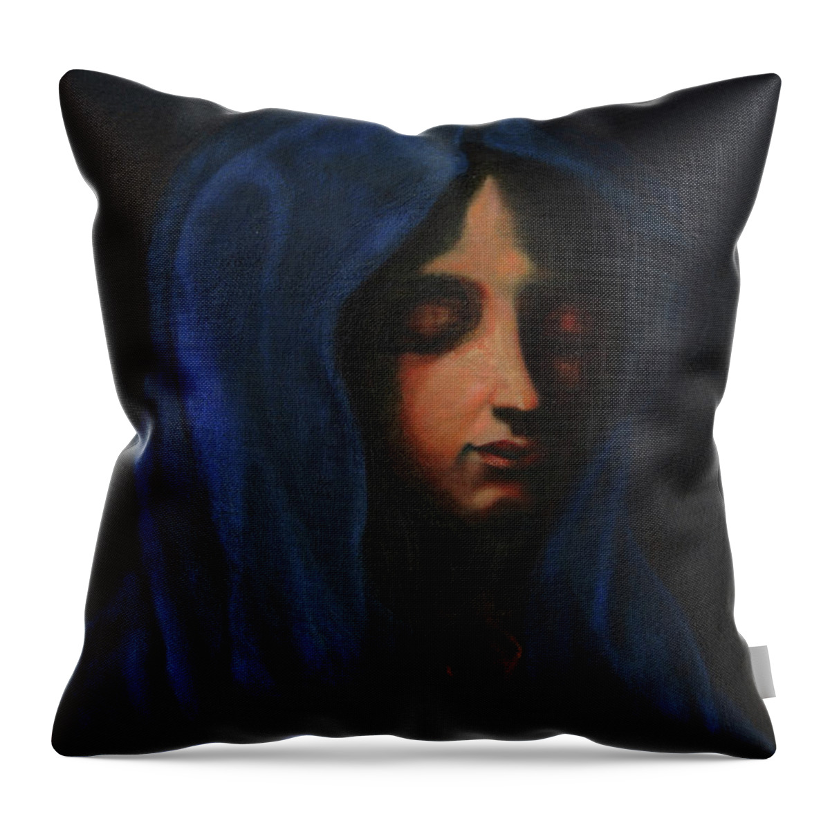 Dolci Carlo Throw Pillow featuring the painting Blue Madonna by MotionAge Designs