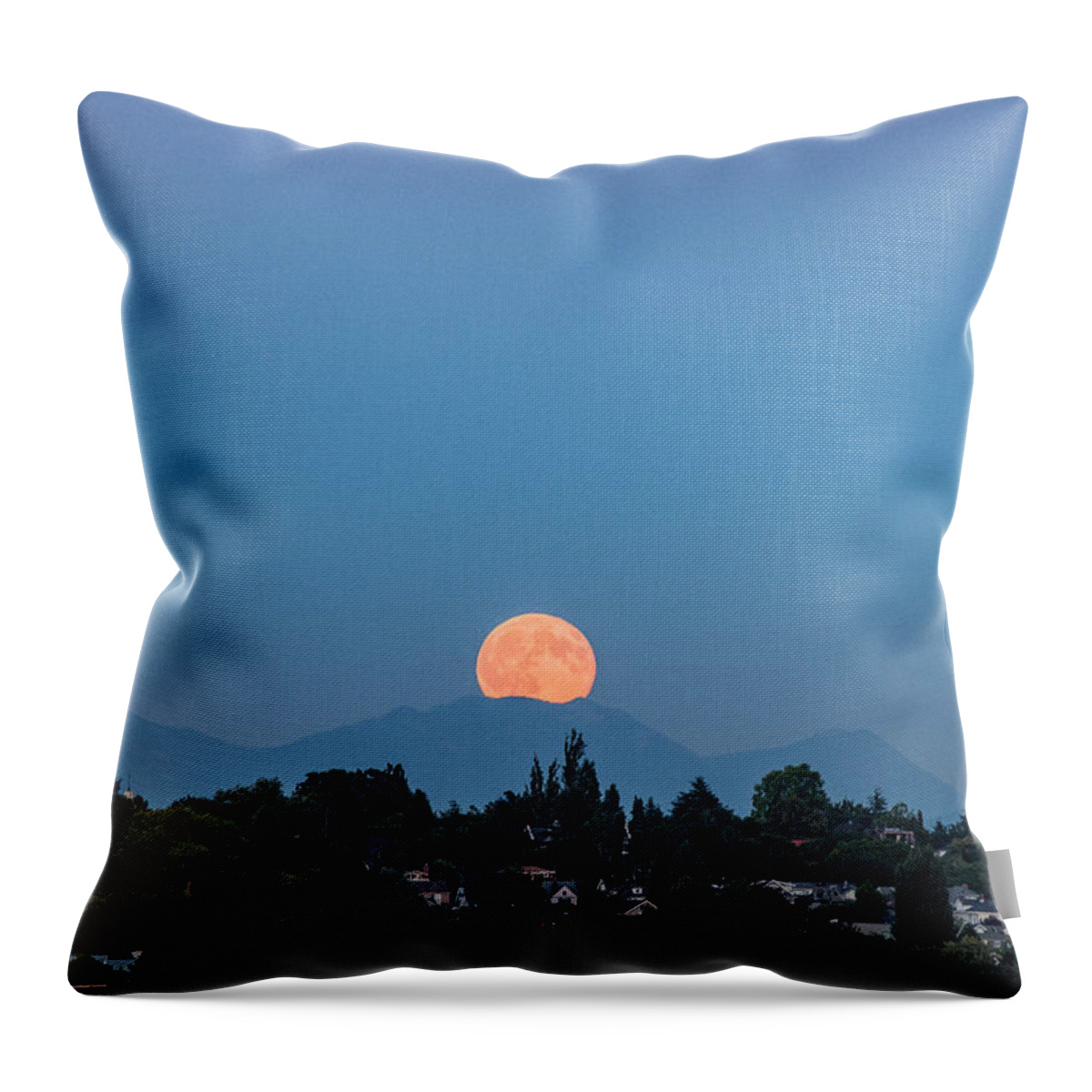 Moon Rise Throw Pillow featuring the photograph Blue Moon.2 by E Faithe Lester