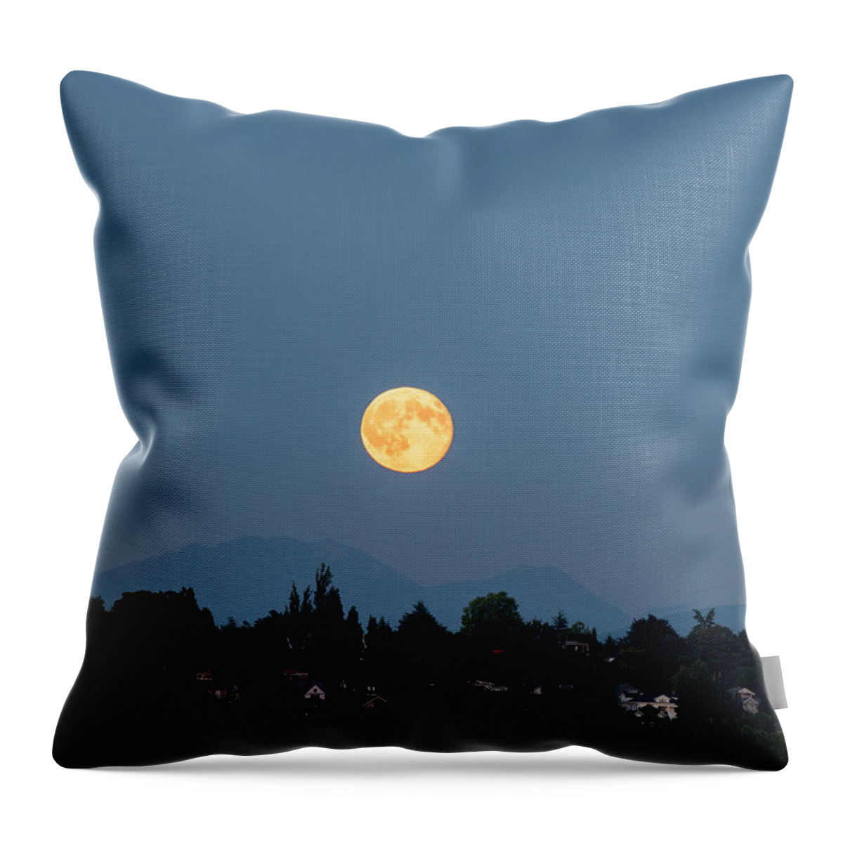 Moon Rise Throw Pillow featuring the photograph Blue Moon.3 by E Faithe Lester