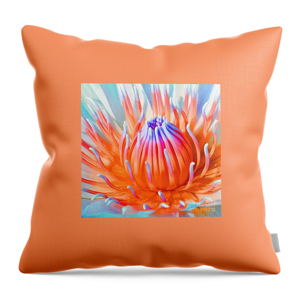 Blue Orange Lily Throw Pillow featuring the photograph Blue Orange Lily by Jennifer Robin