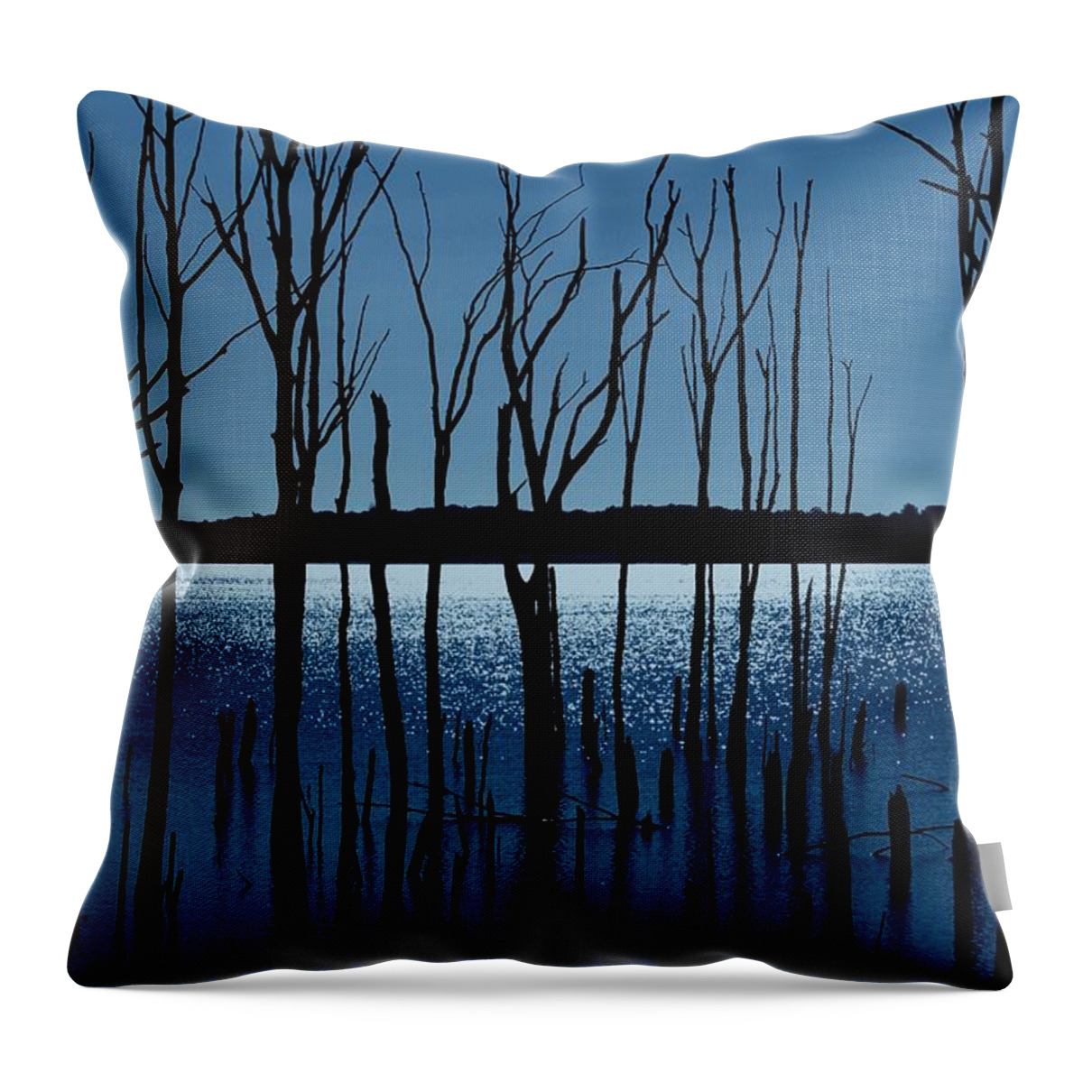 Nature Landscapes Throw Pillow featuring the photograph Blue Reservoir - Manasquan Reservoir by Angie Tirado