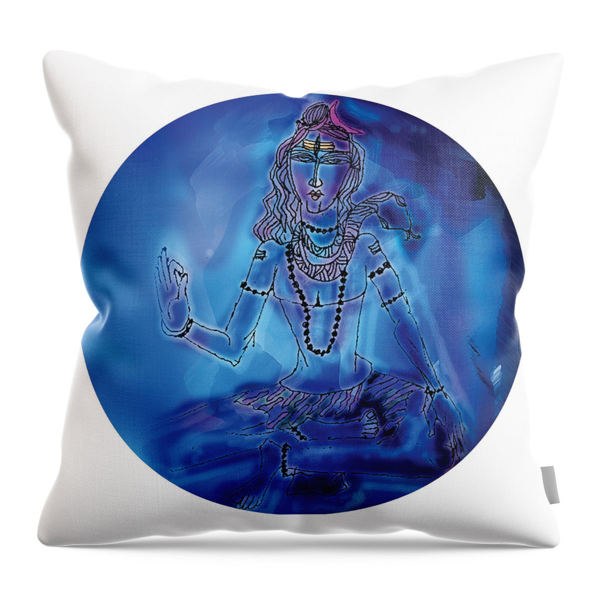 Himalaya Throw Pillow featuring the painting Blue Shiva by Guruji Aruneshvar Paris Art Curator Katrin Suter