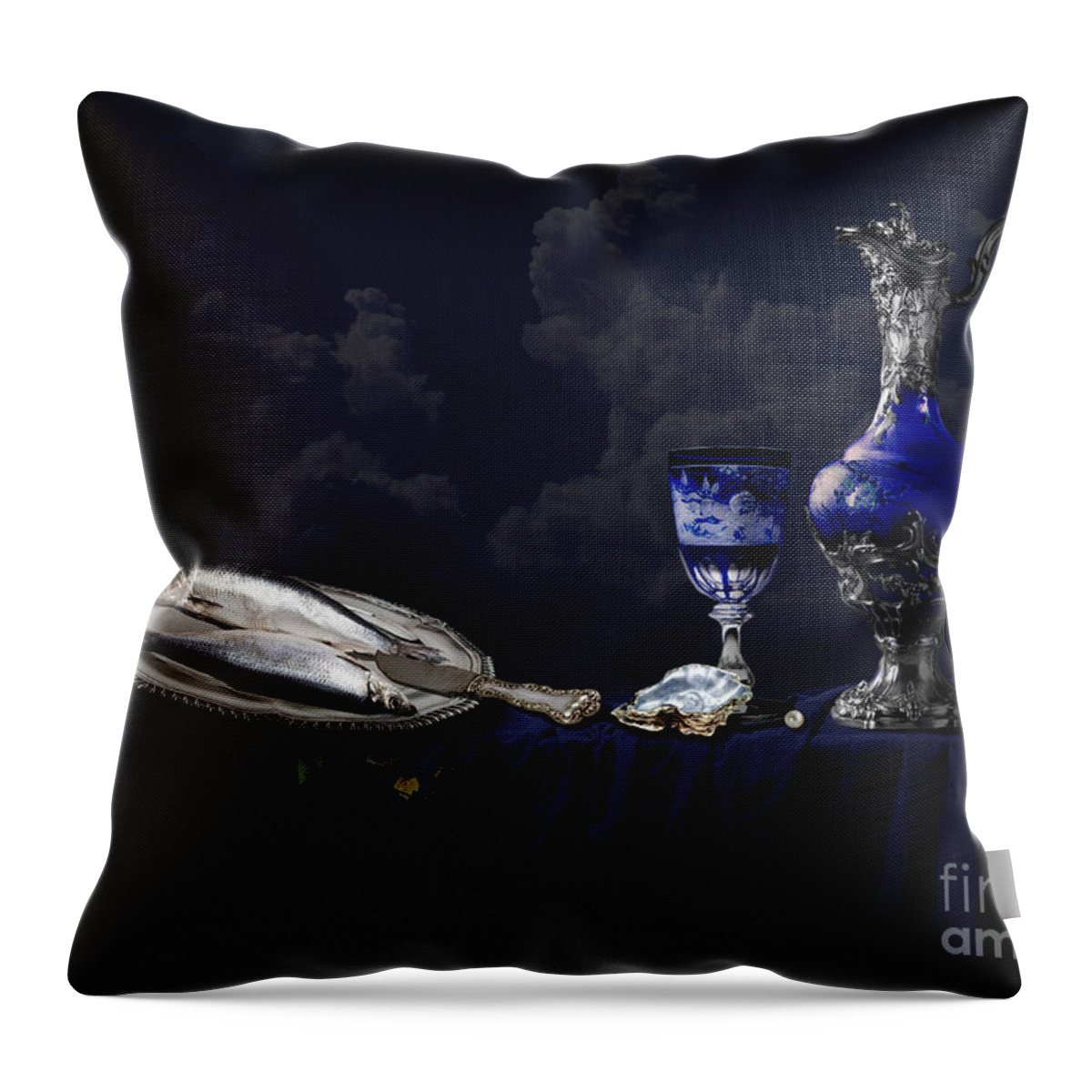 Still Life Throw Pillow featuring the digital art Still life in blue by Alexa Szlavics