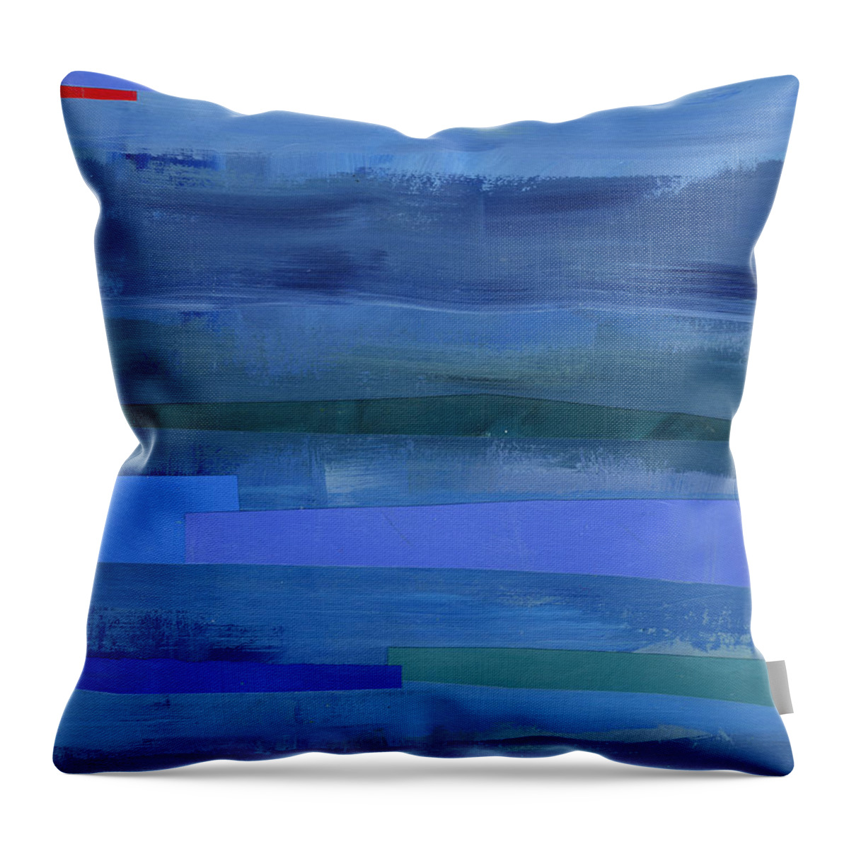 Abstract Art Throw Pillow featuring the painting Blue Stripes 1 by Jane Davies