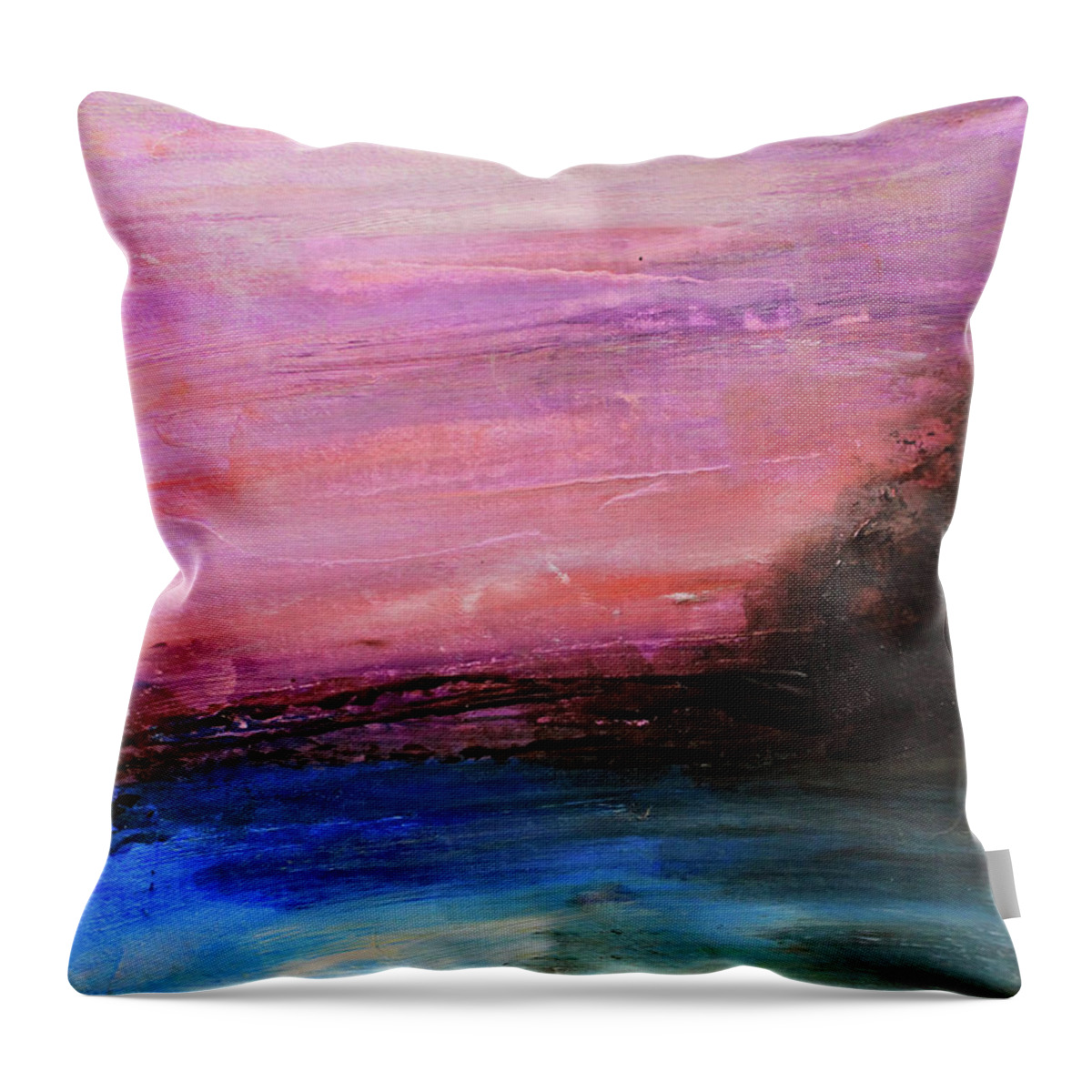 Pink Throw Pillow featuring the painting Blue Water Abstract by April Burton