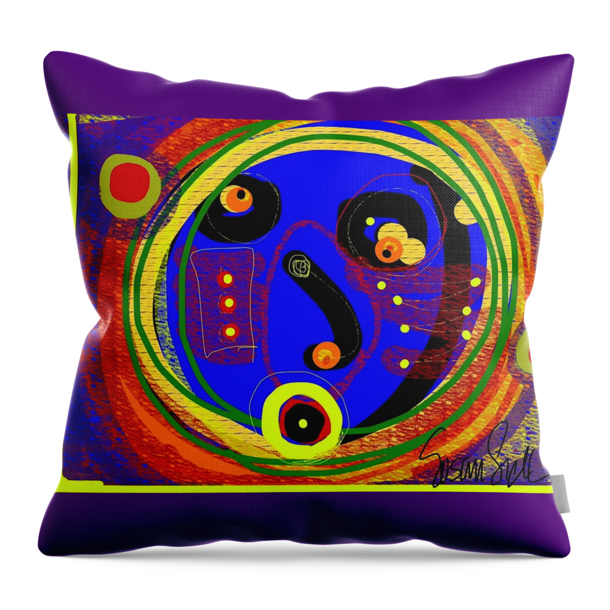 Abstract Throw Pillow featuring the digital art Blued out of my mind by Susan Fielder