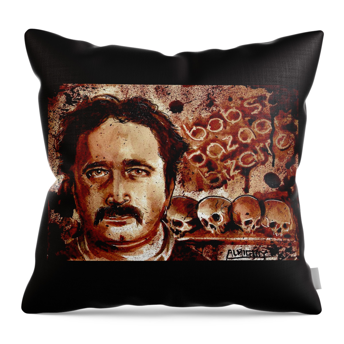 Ryan Almighty Throw Pillow featuring the painting BOB BERDELLA dry blood by Ryan Almighty