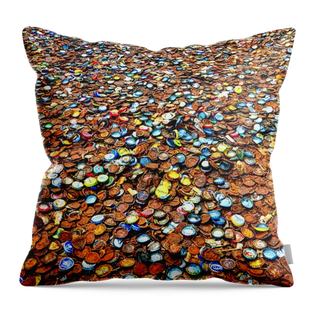 Bottlecap Alley Throw Pillow featuring the photograph Bottlecap Alley by David Morefield