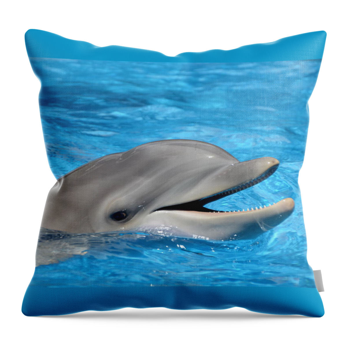 Dolphin Throw Pillow featuring the photograph Bottlenose Dolphin with Mouth Open by Scott H Phillips