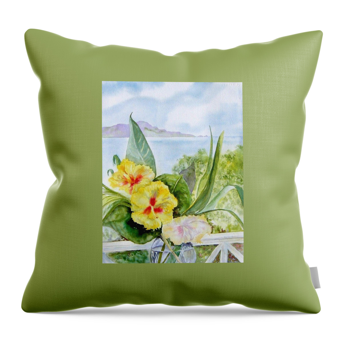 Flowers Throw Pillow featuring the painting Bounty on the Balcony by Diane Kirk