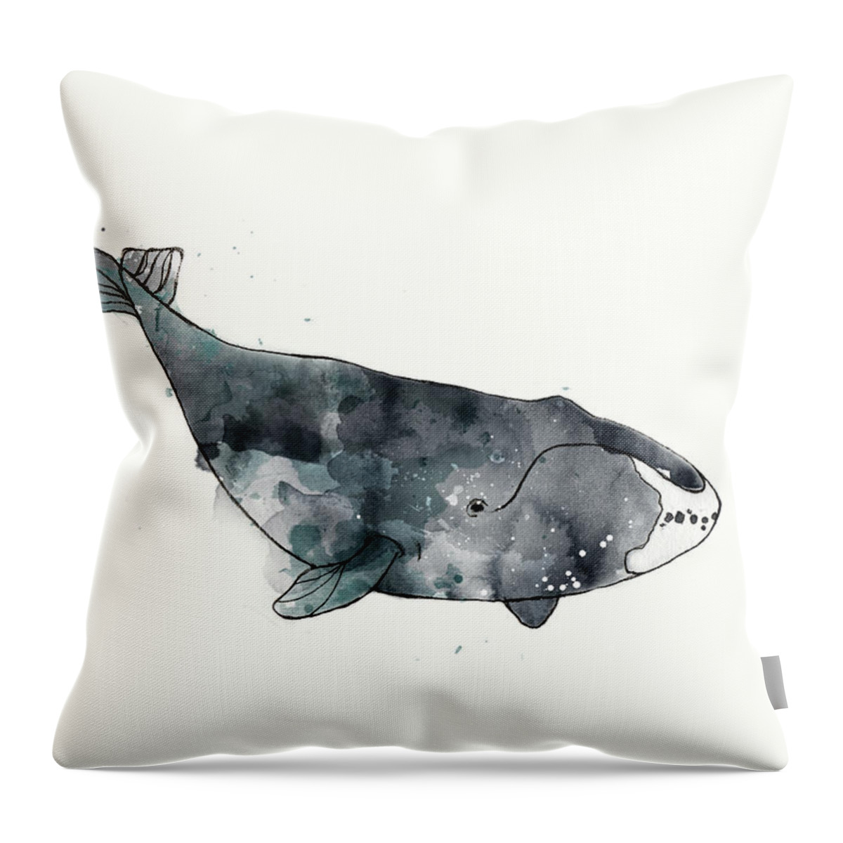Whale Throw Pillow featuring the painting Bowhead Whale from Whales Chart by Amy Hamilton