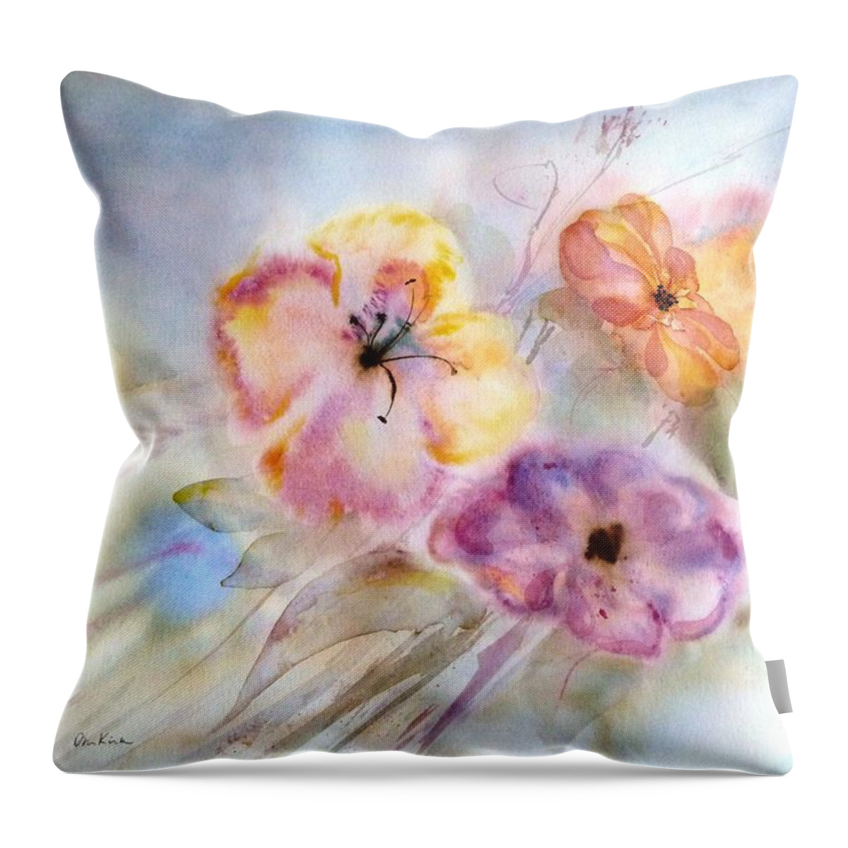 Flowers Throw Pillow featuring the painting Breath of Spring by Diane Kirk