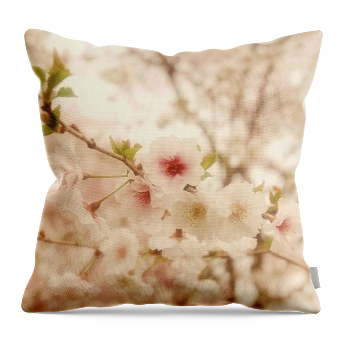 Cherry Blossom Trees Throw Pillow featuring the photograph Breathe - Holmdel Park by Angie Tirado
