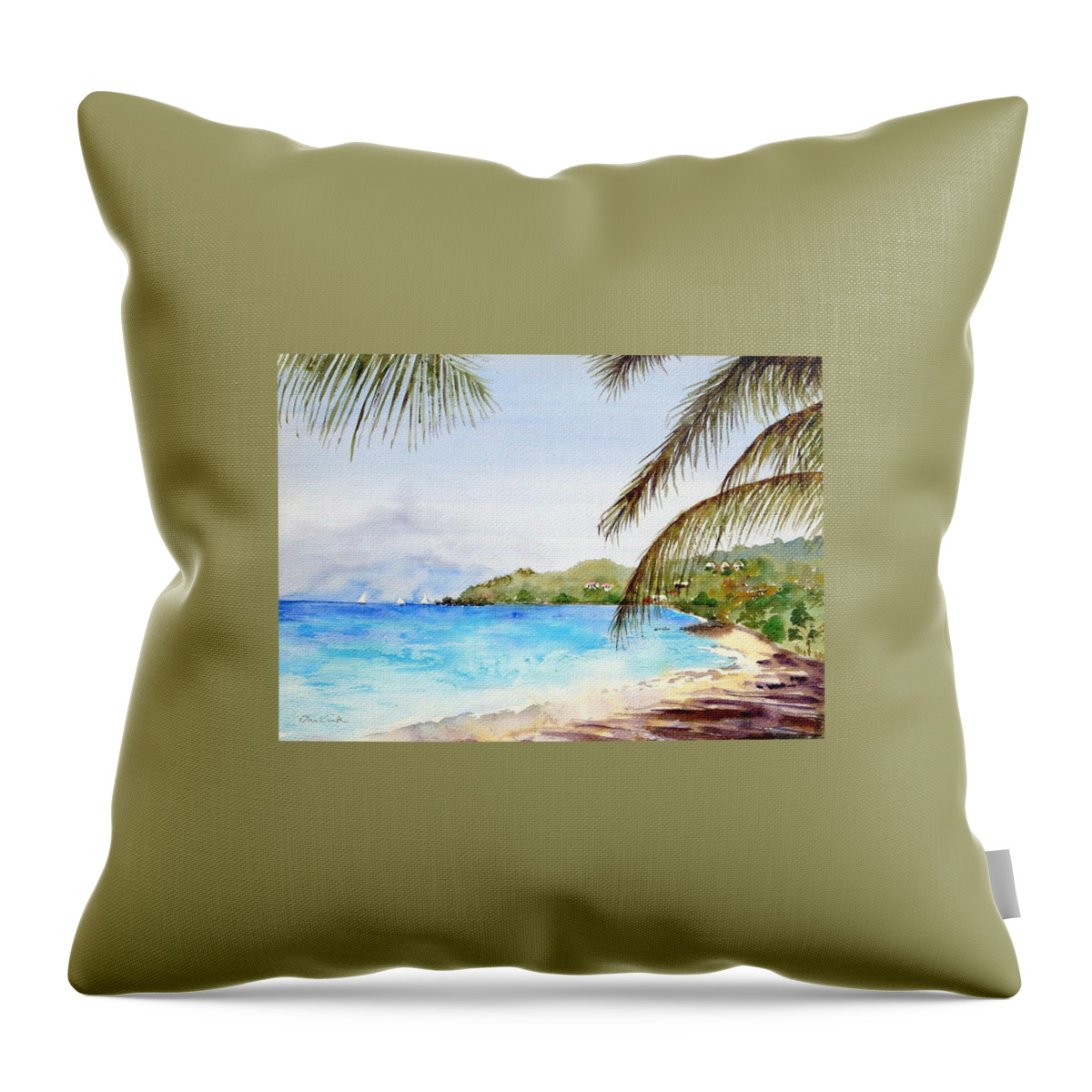 Beach Throw Pillow featuring the painting Brewers Bay Beach by Diane Kirk