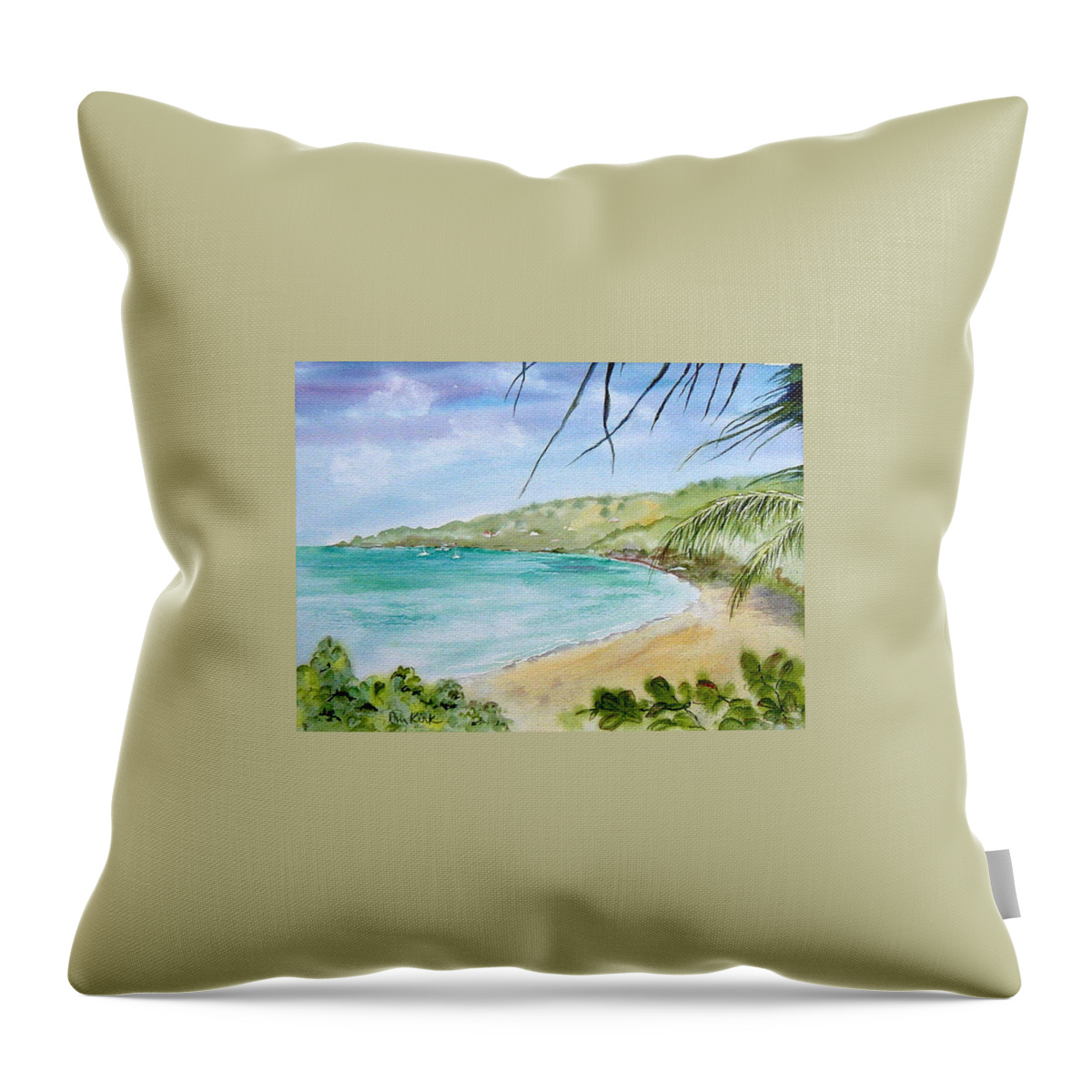 Bvi Throw Pillow featuring the painting Brewers bay by Diane Kirk