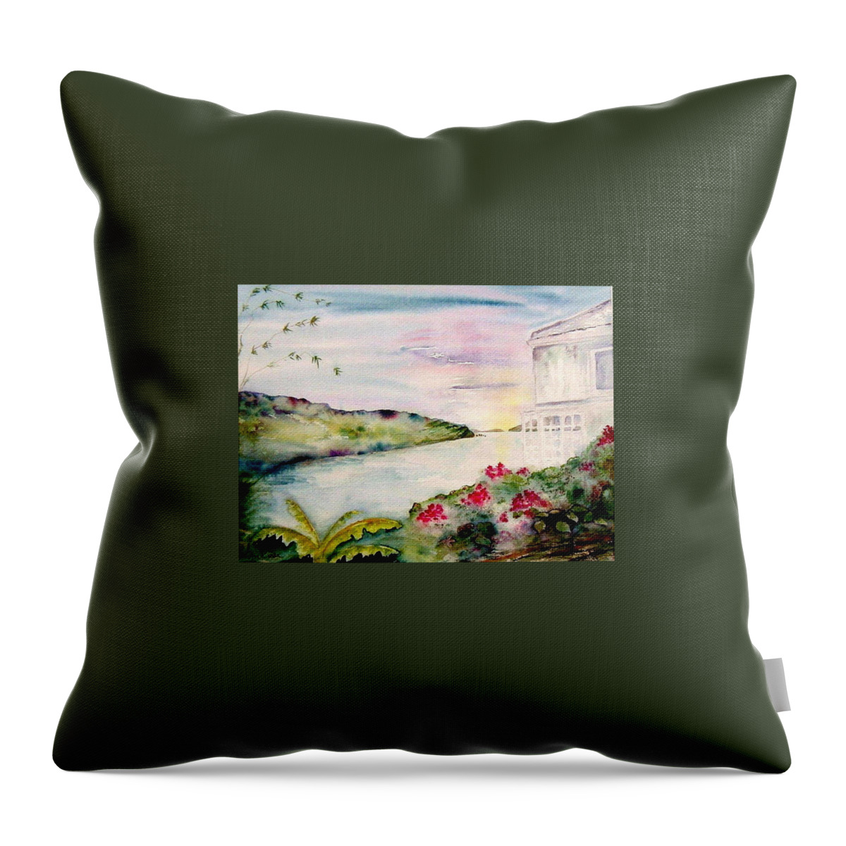 Sunset Throw Pillow featuring the painting Brewers bay Sunset by Diane Kirk