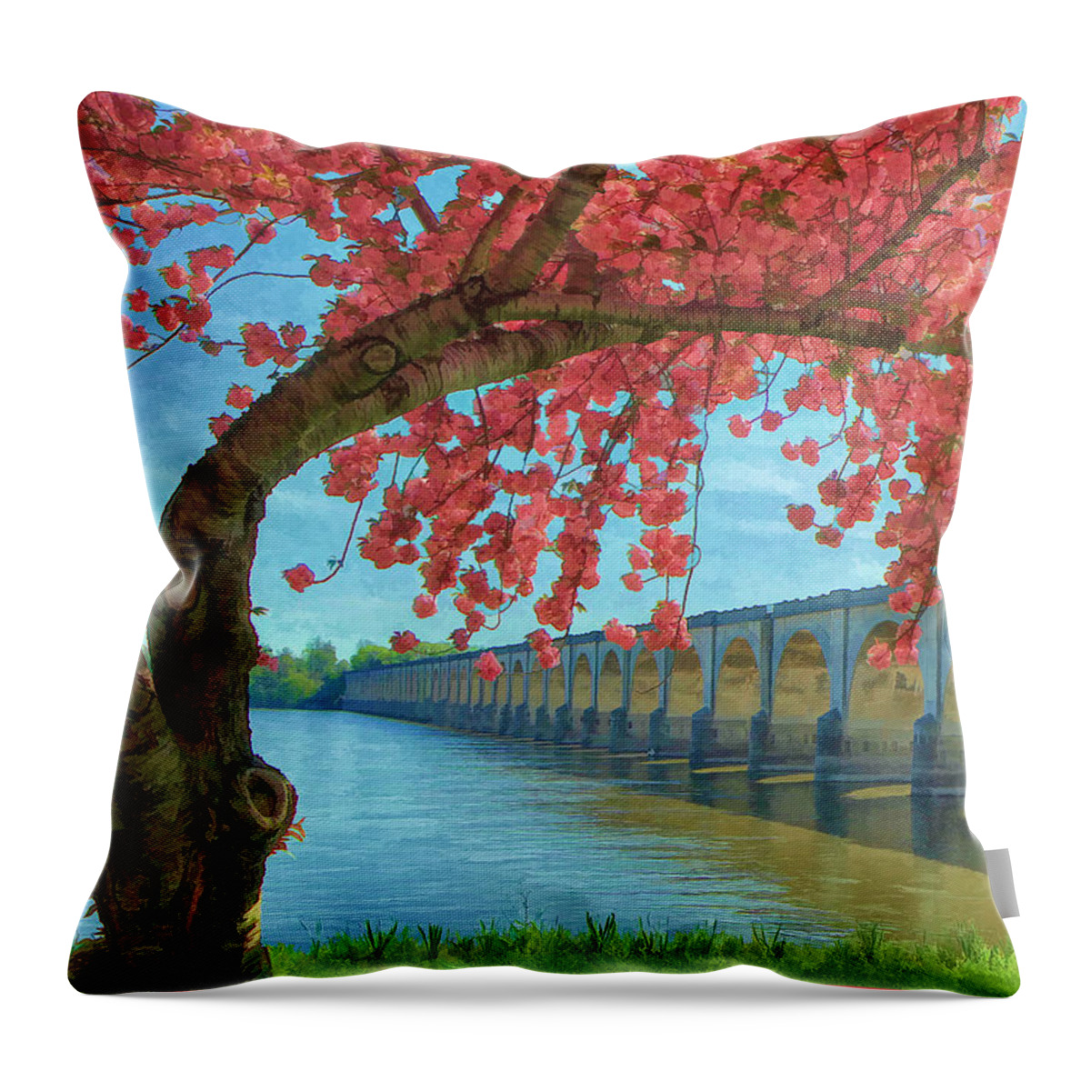 Riverfront Park Throw Pillow featuring the photograph Beautiful Blossoms by Geoff Crego