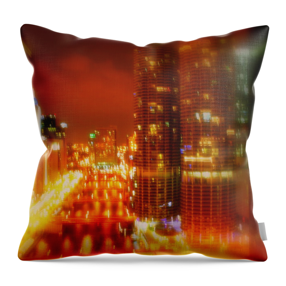 Cityscape Throw Pillow featuring the photograph Bright Lights of Uptown by Julie Lueders 
