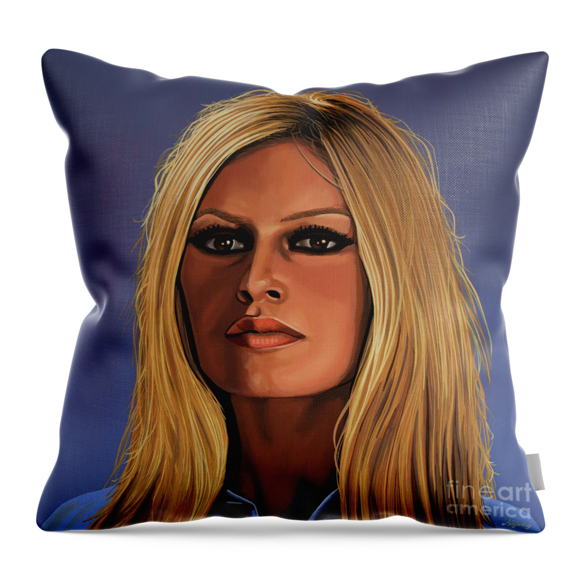Brigitte Bardot Throw Pillow featuring the painting Brigitte Bardot Painting 3 by Paul Meijering