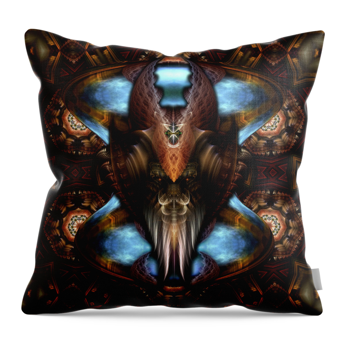 Warrior Throw Pillow featuring the digital art Brimitin Warrior Blue Destiny by Rolando Burbon