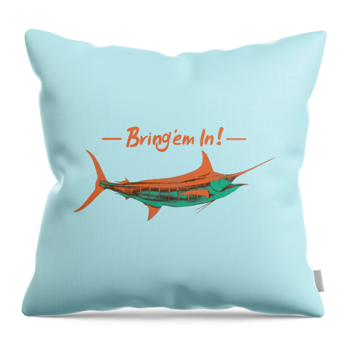 Marlin Throw Pillow featuring the digital art Bring'em In Marlin by Kevin Putman