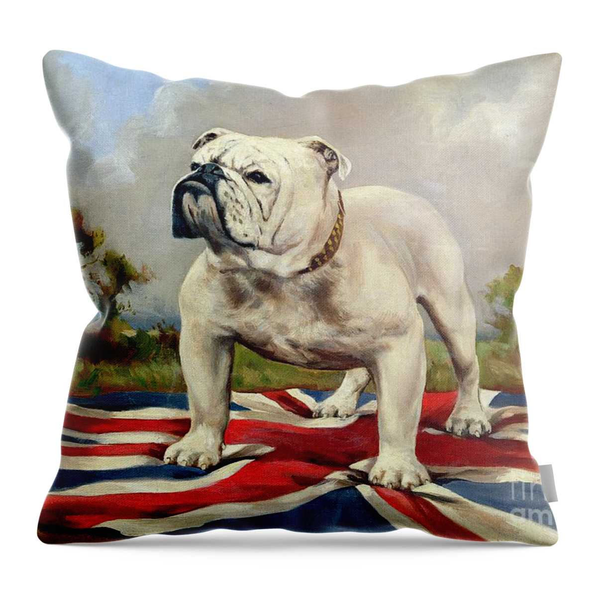 Union Jack Throw Pillow featuring the painting British Bulldog by English School