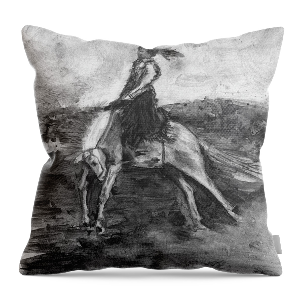 Horse Throw Pillow featuring the painting Woman Bronc Rider by Sheila Johns