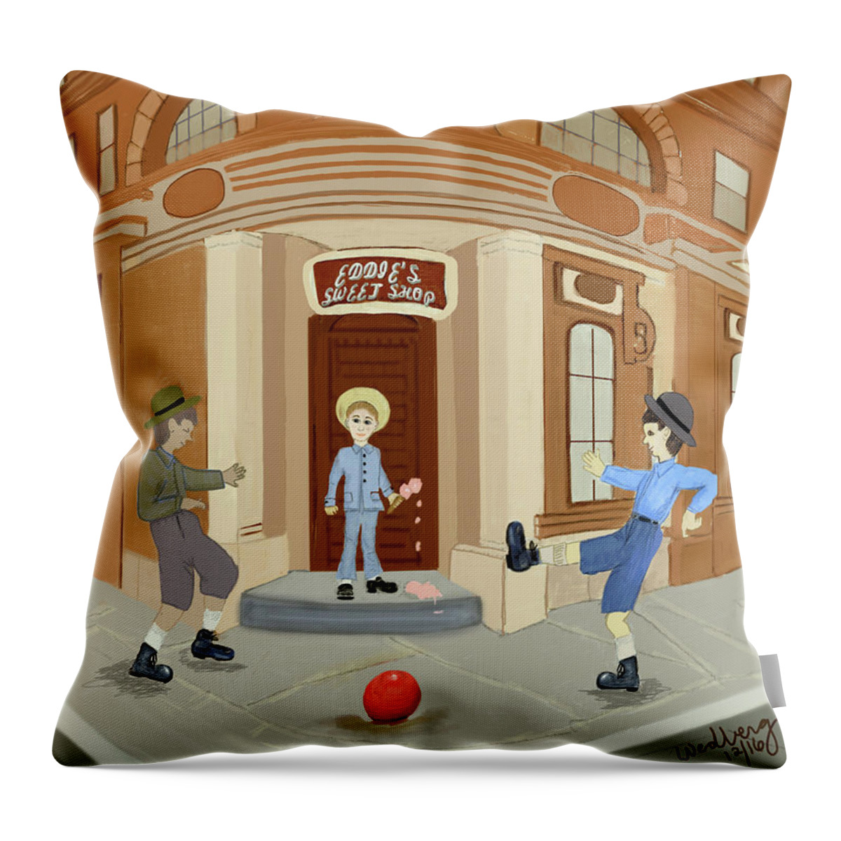 Brooklyn Throw Pillow featuring the digital art Brooklyn Boys by Christina Wedberg