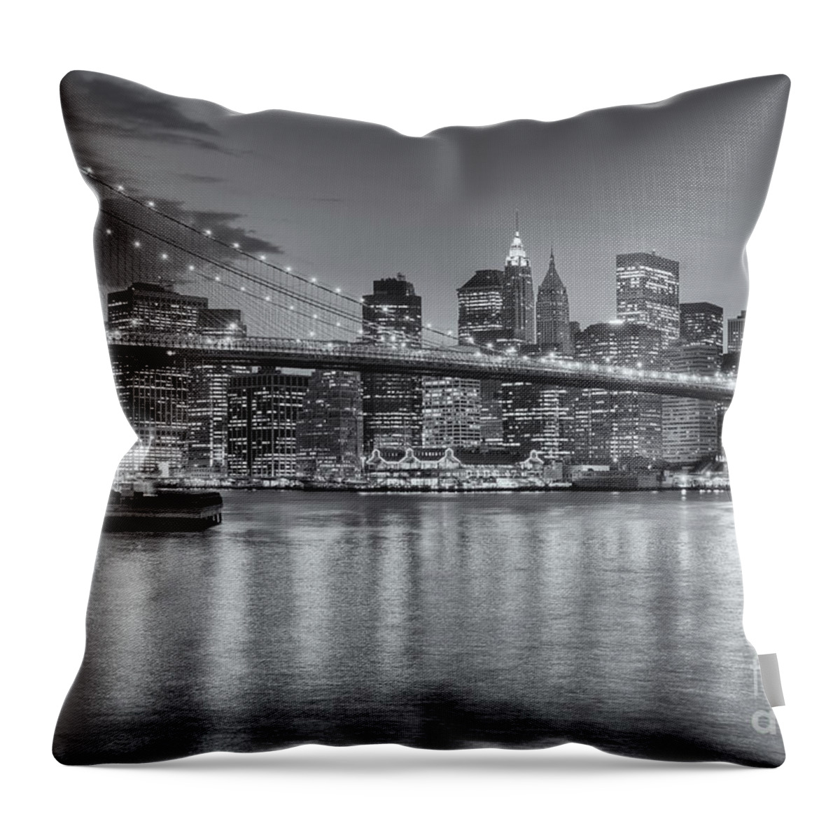Clarence Holmes Throw Pillow featuring the photograph Brooklyn Bridge Twilight II by Clarence Holmes