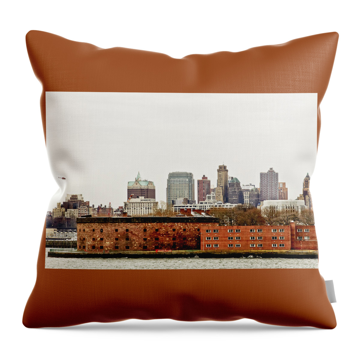 Brooklyn Throw Pillow featuring the photograph Brooklyn over Governors Island by Elena Perelman