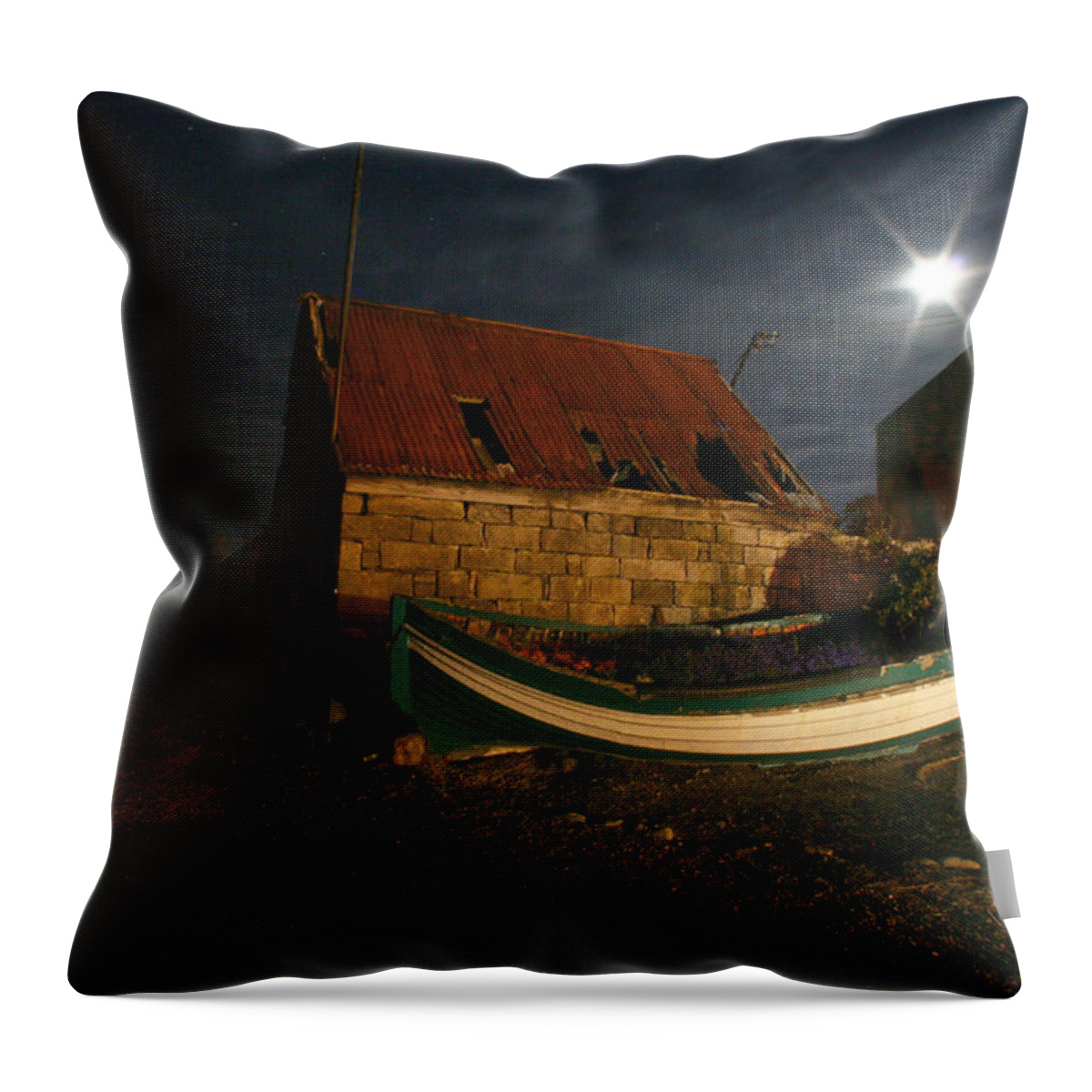 Boat Throw Pillow featuring the photograph Brora Boat House by Robert Och