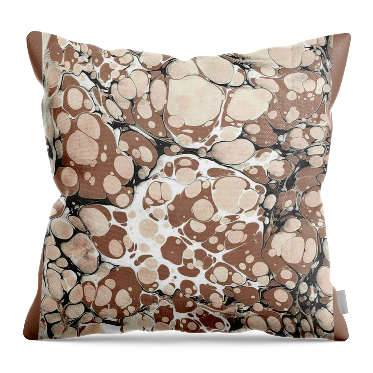 Water Marbling Throw Pillow featuring the painting Brown Battal #2 by Daniela Easter