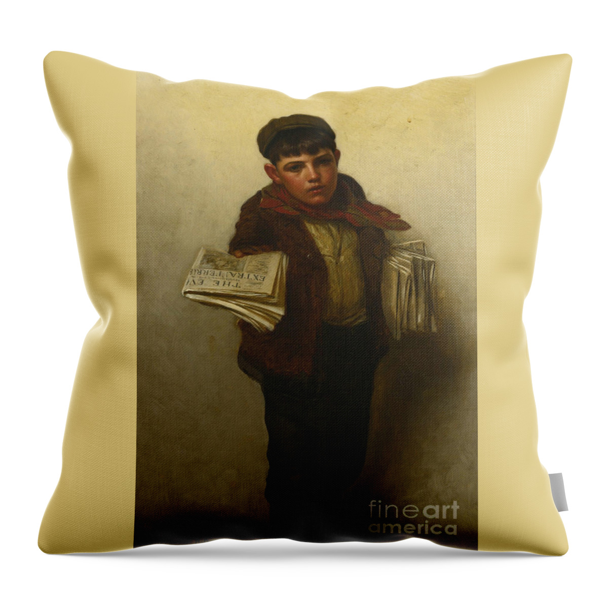 John George Brown 1831 - 1913 Ust Out Throw Pillow featuring the painting Brown by MotionAge Designs