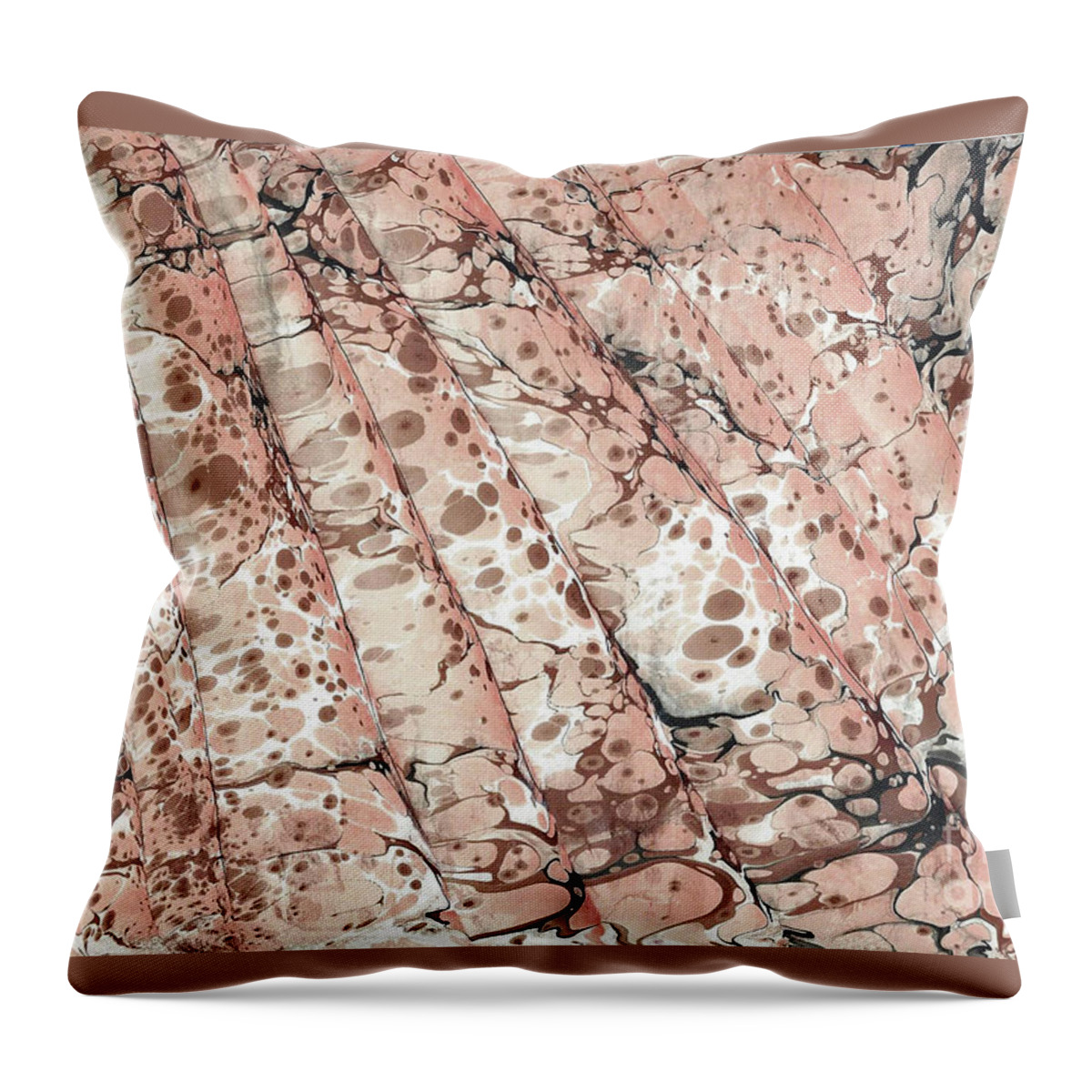 Water Marbling Throw Pillow featuring the painting Brown Wave #1 by Daniela Easter