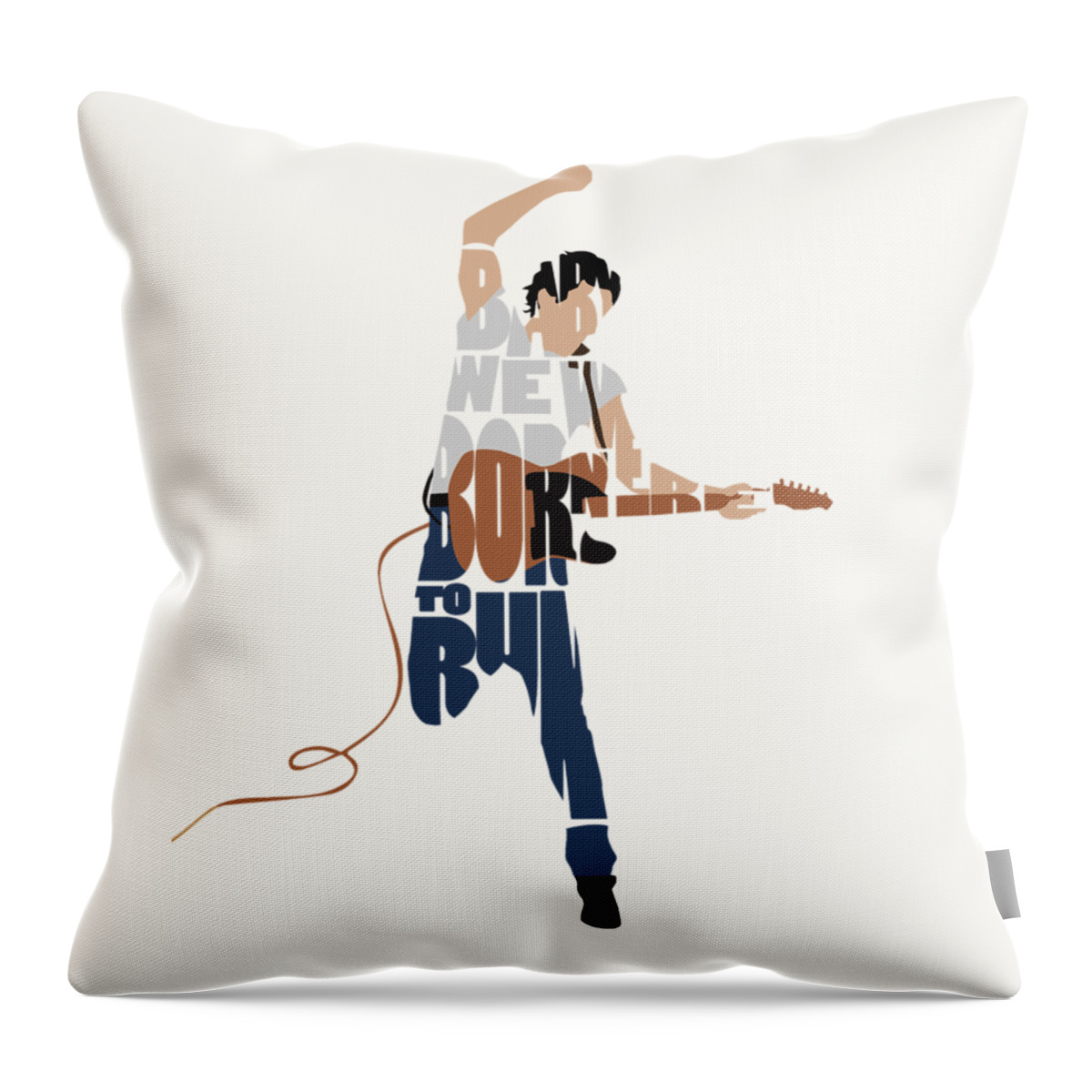 Bruce Springsteen Throw Pillow featuring the digital art Bruce Springsteen Typography Art by Inspirowl Design